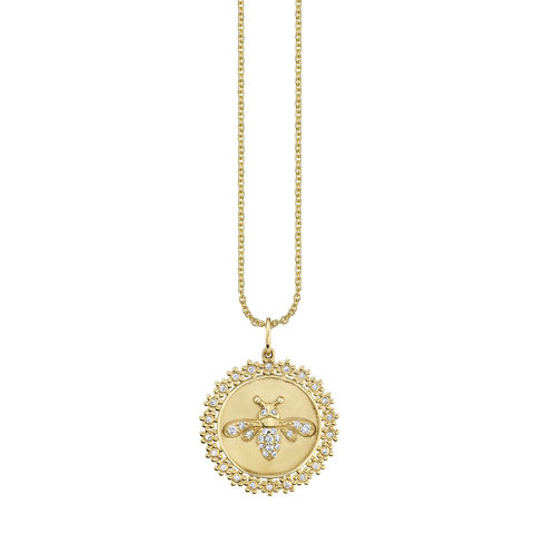 DIAMOND BEE COIN 14-carat gold necklace