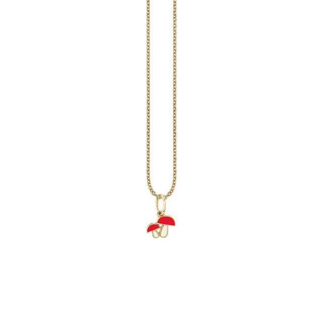 ENAMEL MINI MUSHROOM 14-carat gold necklace