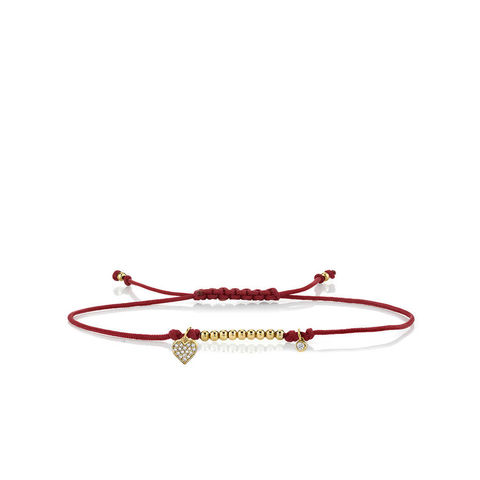 GOLD & DIAMOND TINY HEART cord bracelet