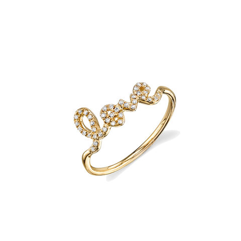 GOLD & PAVE DIAMOND LOVE 14-carat gold ring