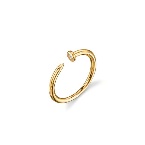 NAIL WITH BEZEL SET DIAMOND 14-carat gold ring