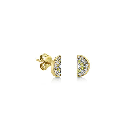 DIAMOND & YELLOW SAPPHIRE CITRUS SLICE 14-carat gold single stud earring