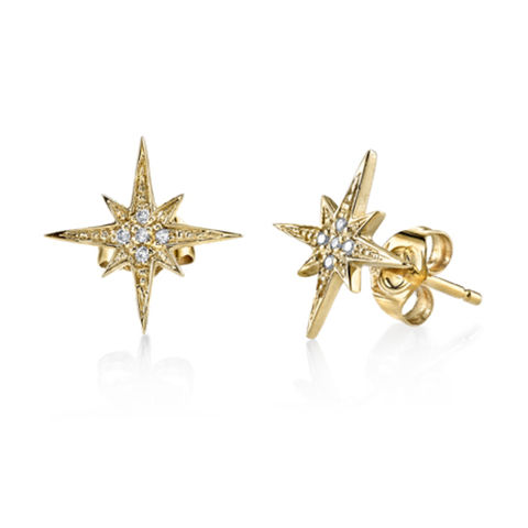 GOLD & DIAMOND SMALL STARBURST 14-carat gold single stud earring