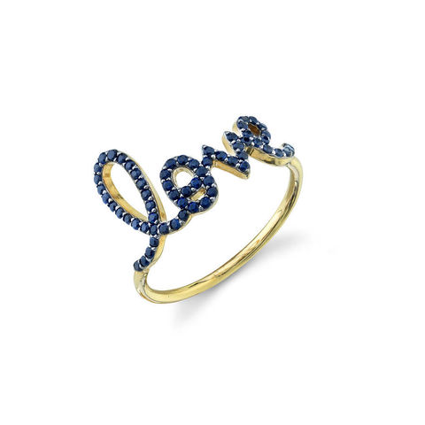 PAVE SAPPHIRE LARGE LOVE 14-carat gold ring