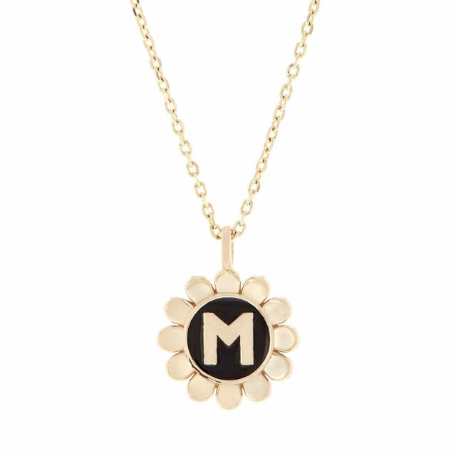 DAISY INITIAL 14-carat gold and enamel necklace