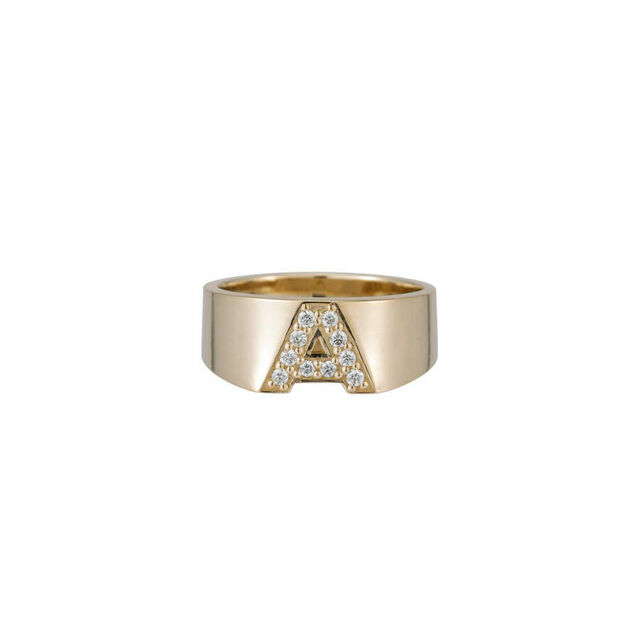 PAVE DIAMOND LETTER 14 - carat gold ring