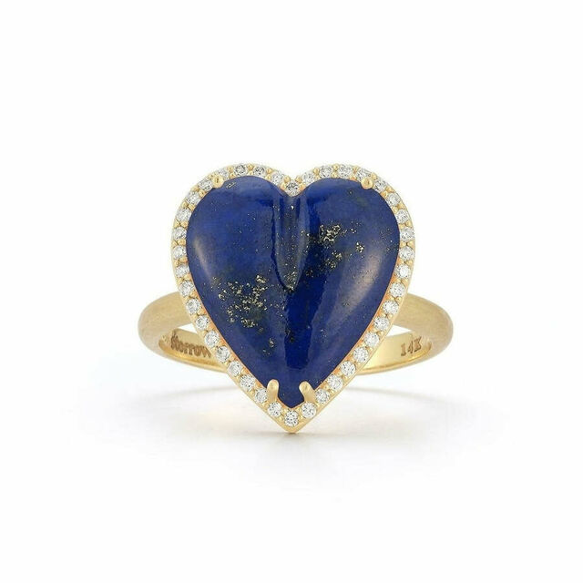 ALANA 14-carat gold, diamond and lapis lazuli heart ring