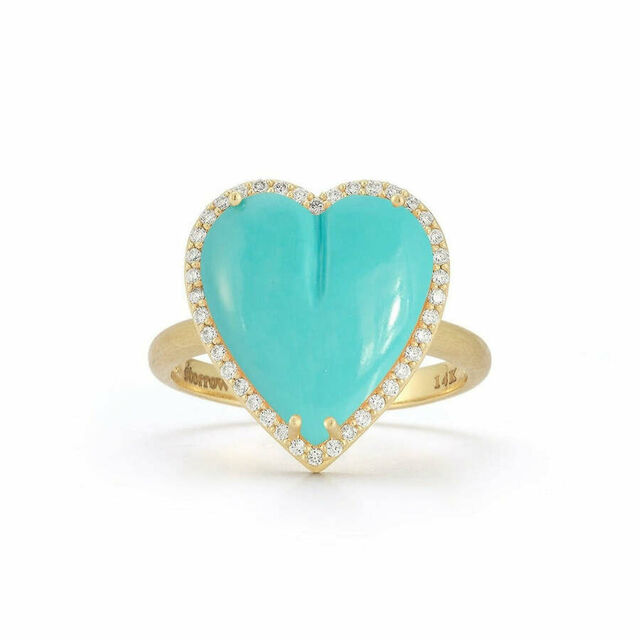 ALANA 14-carat gold, diamond and turquoise heart ring