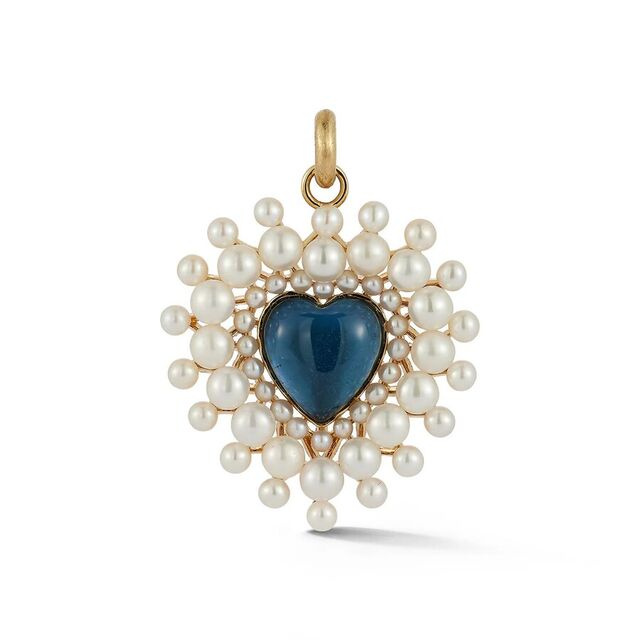 JULIANA 14-carat gold, blue topaz and pearl cluster charm