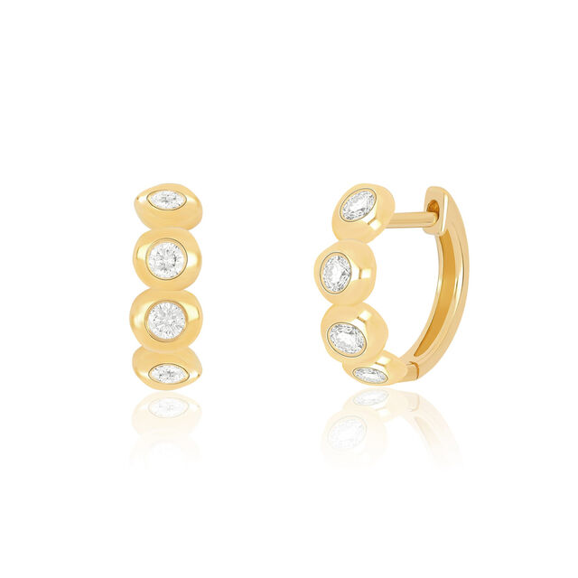 DIAMOND PILLOW 14 - carat gold and diamond single huggie earring