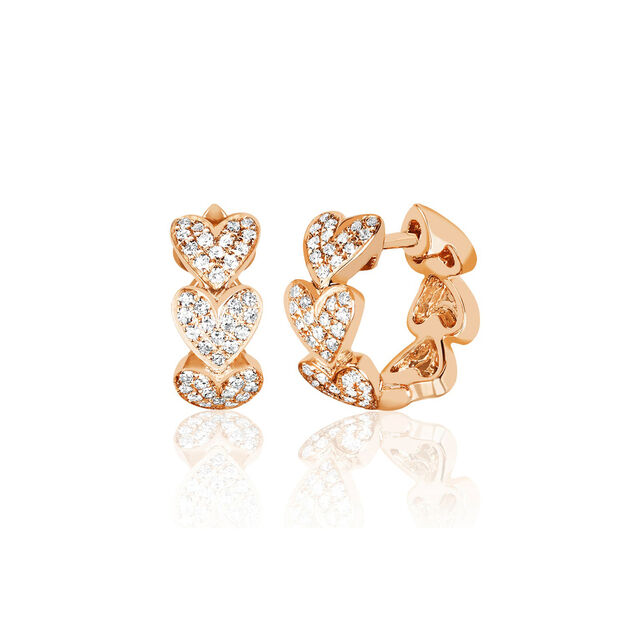 DIAMOND MULTI HEART 14 - carat rose gold single huggie earring