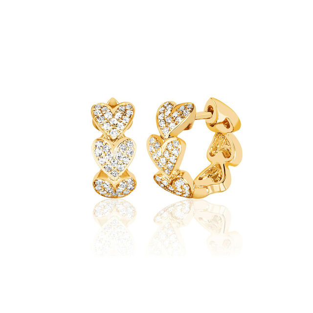 DIAMOND MULTI HEART 14 - carat gold single huggie earring