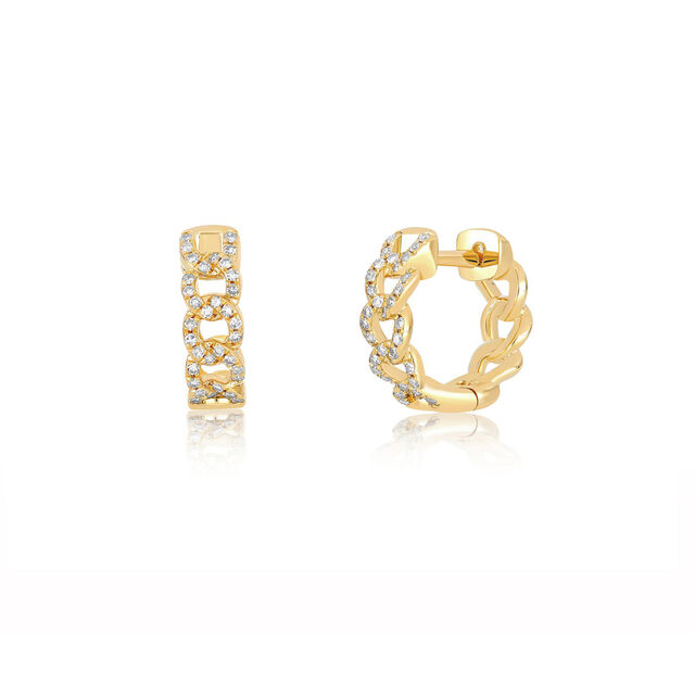 DIAMOND CURB CHAIN 14 - carat gold single huggie earring