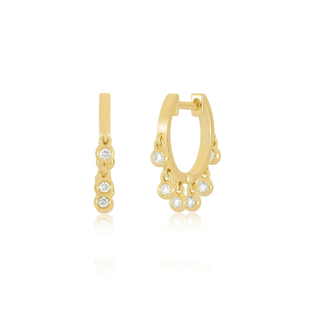 DIAMOND BEZEL SHIMMY 14 - carat gold and diamond single huggie earring