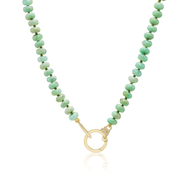 BEADED CHRYSOPRASE 18 - carat gold and diamond necklace