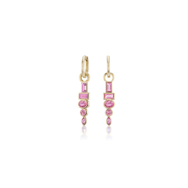 TOTEM 18 - carat gold and pink sapphire huggie earrings