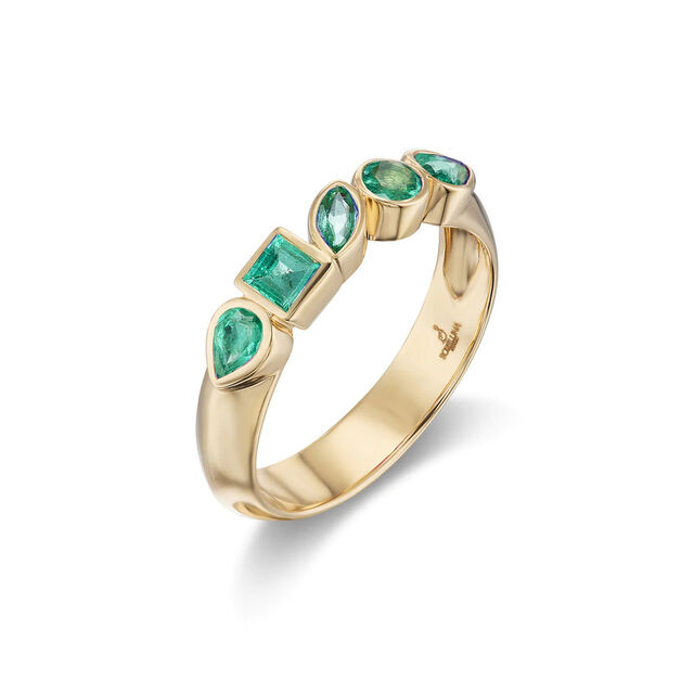 MULTI - SHAPE BEZEL EMERALD 18 - carat gold ring