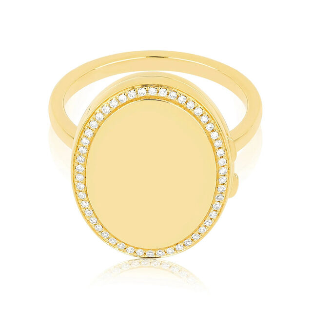 DIAMOND OVAL LOCKET 14 - carat gold ring