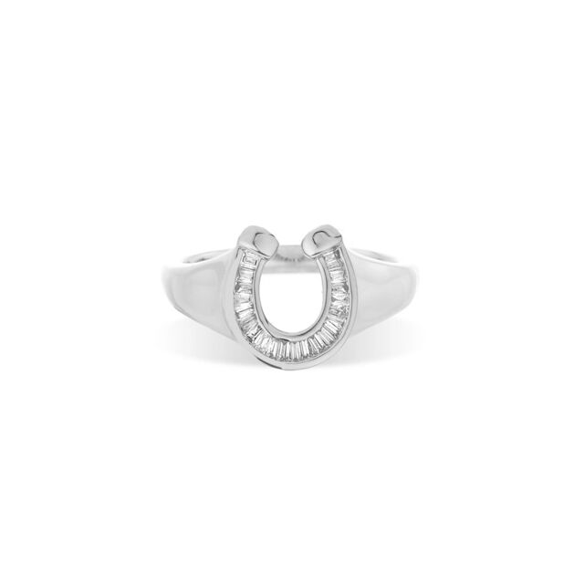 BAGUETTE HORSESHOE sterling silver and diamond ring