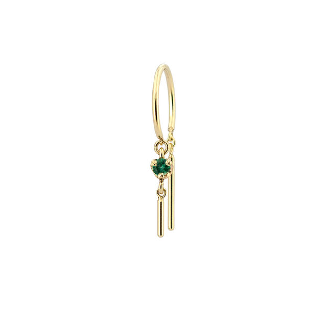 EMERALD BABY CHIME 14 - carat yellow gold single earring