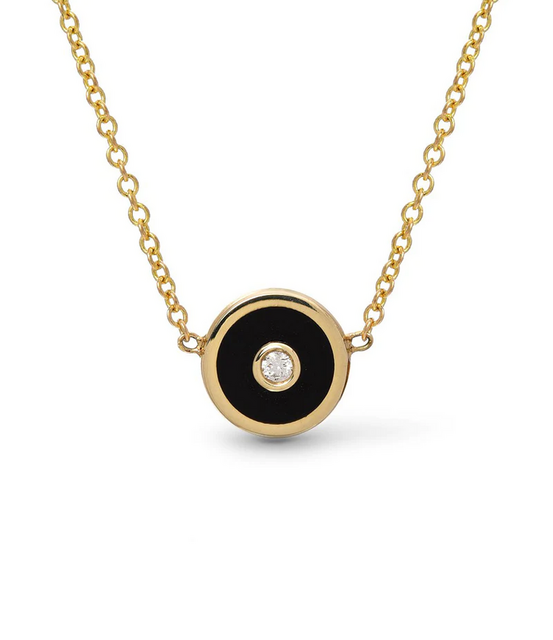 MINI COMPASS Black Onyx and Diamond pendant necklace