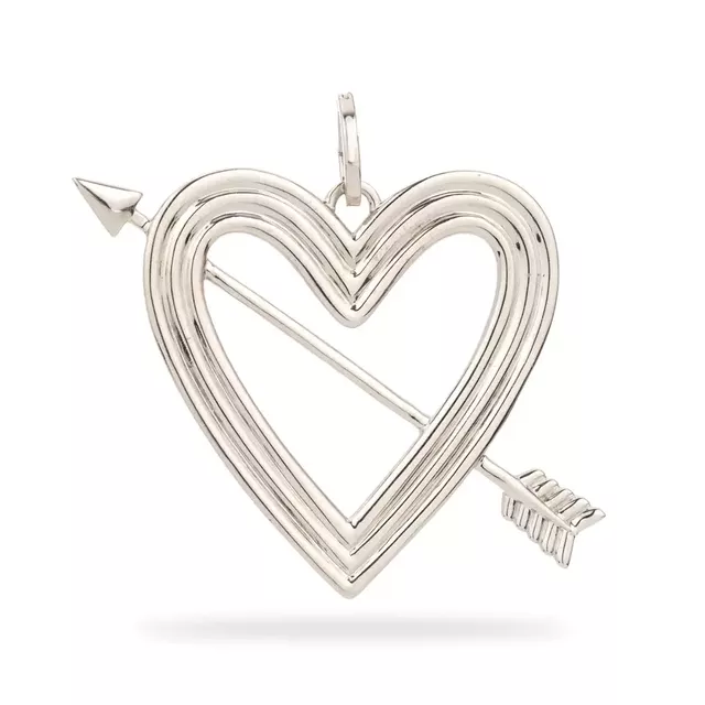 XL HEART + ARROW sterling silver hinged charm