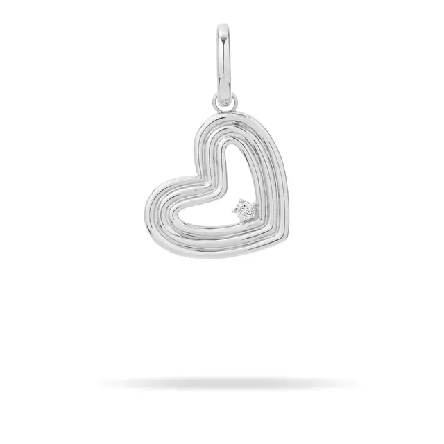GROOVY DIAMOND HEART sterling silver hinged charm