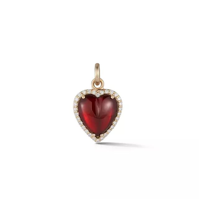 ALANA 14-carat gold, diamond and garnet small heart charm