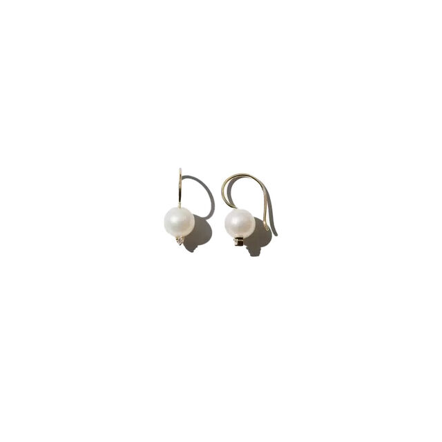 DIAMOND AND PEARL 14 - carat gold drop earrings