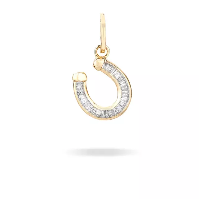 BAGUETTE HORSESHOE 14-carat gold and diamond hinged charm