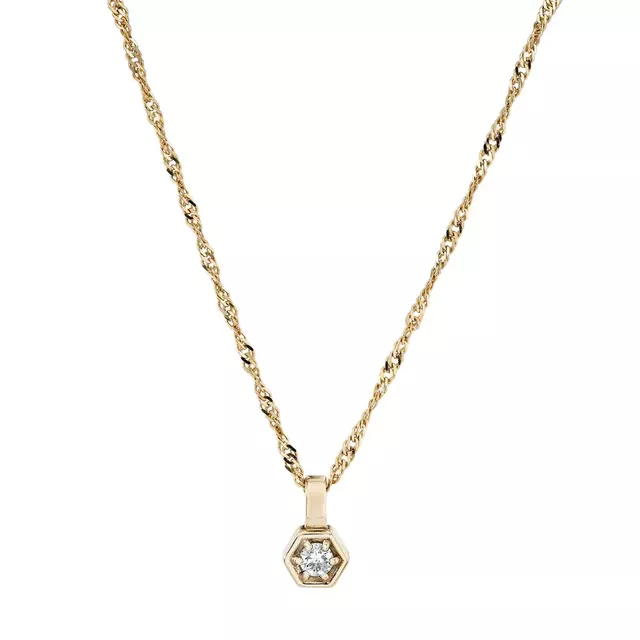 DIAMOND HEX 14-carat gold and diamond pendant necklace