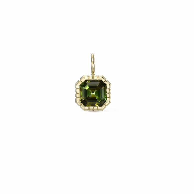 3.11CT GREEN TOURMALINE HEIRLOOM BEZEL 14-carat gold charm