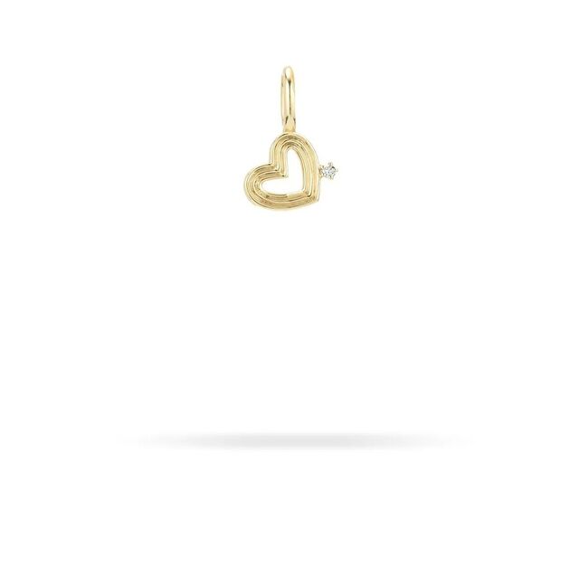 MINI GROOVY DIAMOND HEART 9 - carat gold charm