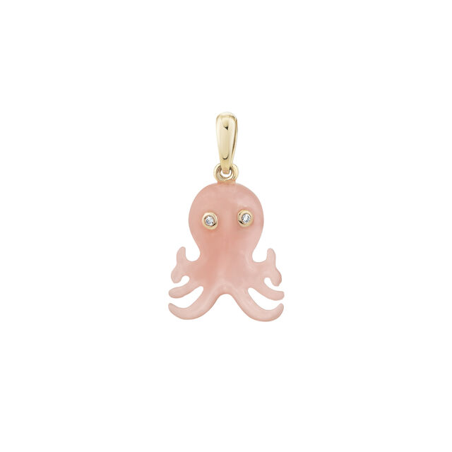 DIAMOND AND OPAL OCTOPUS 14-carat gold pendant