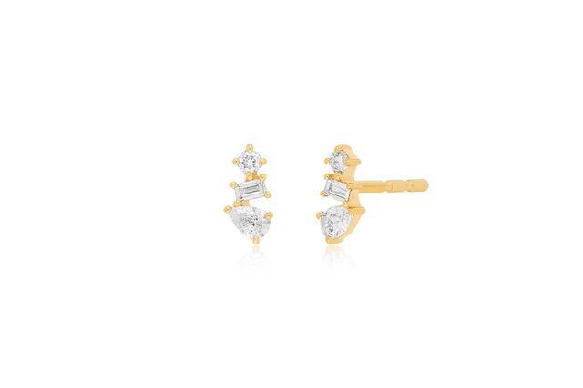 DIAMOND MULTIFACETED 14 - carat yellow gold stud earrings