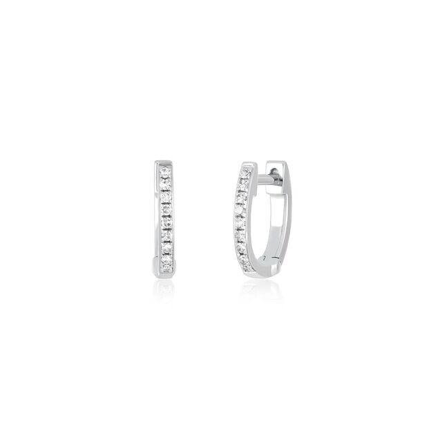 DIAMOND 14-carat white gold mini huggie earring SINGLE