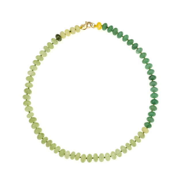 SHADES OF GREEN 9-carat gold beaded necklace