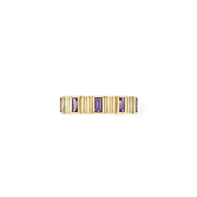 PLEATED 5 STONE purple sapphire and 14-carat gold ring