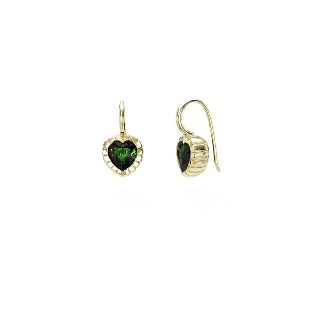 ONE OF A KIND HEAR HEIRLOOM BEZEL 14-carat gold and green tourmaline earrings