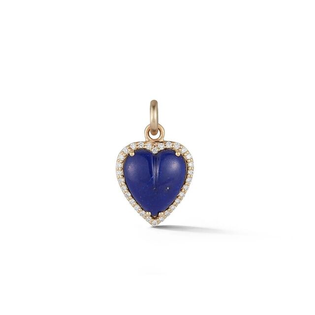 ALANA 14-carat gold, diamond and lapis lazuli small heart charm