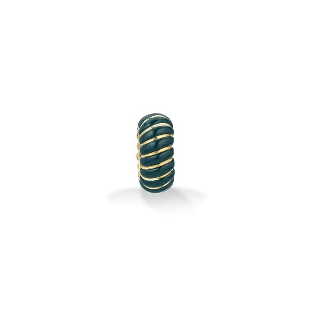 WAVE 9 - carat gold and green enamel big bead