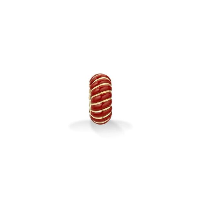 WAVE 9 - carat gold and red enamel big bead