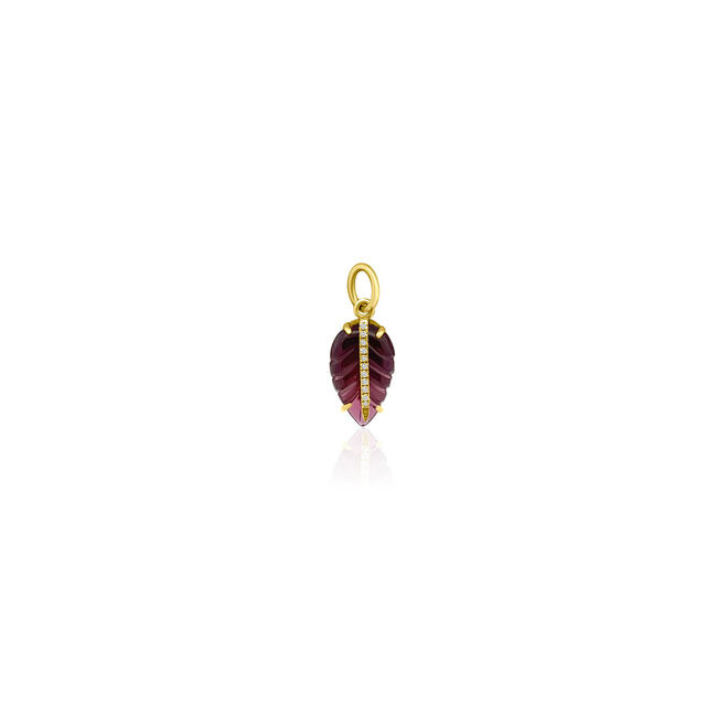 AMETHYST FEATHER and diamond 14-carat gold charm