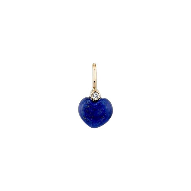CARVED LAPIS SWEETHEART 14 - carat gold and diamond charm