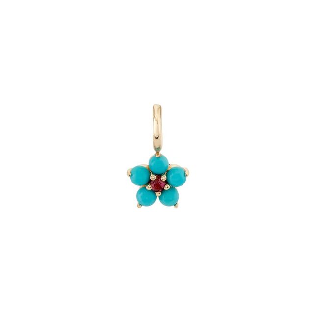TURQUOISE AND TOURMALINE AURORA 14 - carat gold and charm