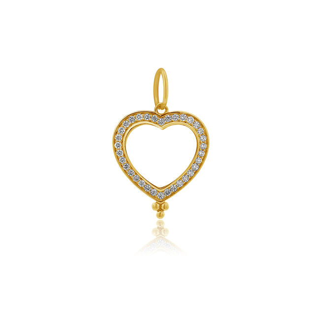 DIAMOND HALO WHITE TOPAZ HEART 14-carat gold charm