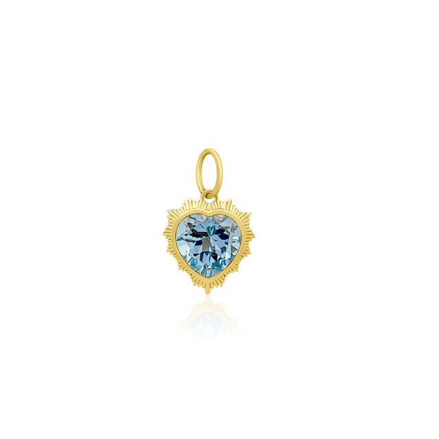 BLUE TOPAZ FLUTED HEART 14-carat gold charm