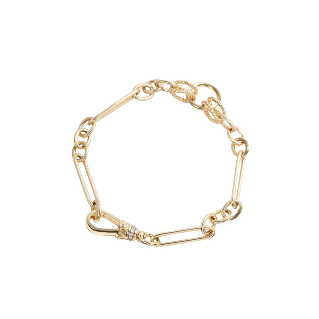 TROMBONE LINK 14-carat gold and diamond bracelet