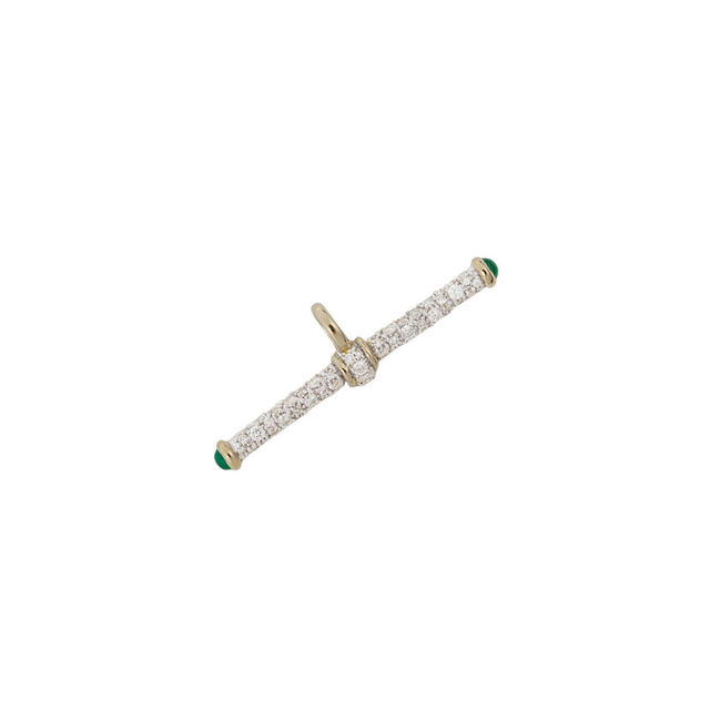 DIAMOND T-BAR 14-carat gold, diamond and emerald charm