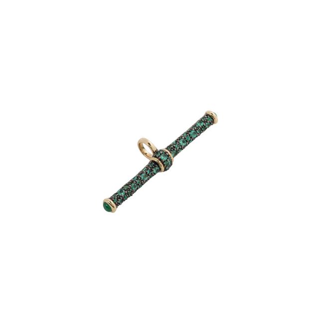 EMERALD T-BAR 14-carat gold charm